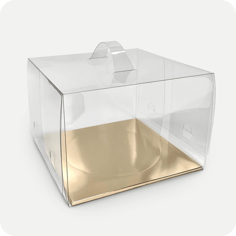 Crystal Clear Chiffon Cake Box with handle 9.4 x 9.4 x 7" - Pouches & More