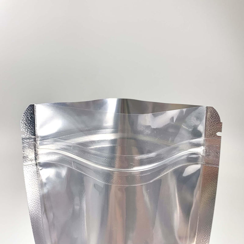 [ FREE SAMPLE ] Front Clear Back Silver Zipper Stand Up Pouch - Pouches & More