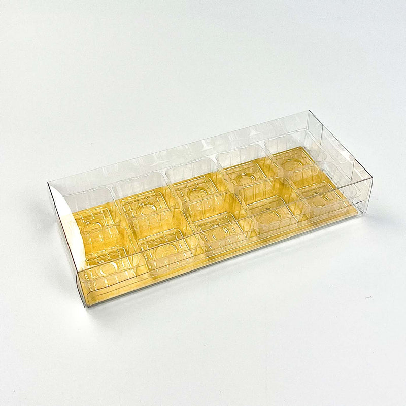 Clear Chocolate Box Packaging with 10 holders 7.9"x 3.1"x 1.4"
