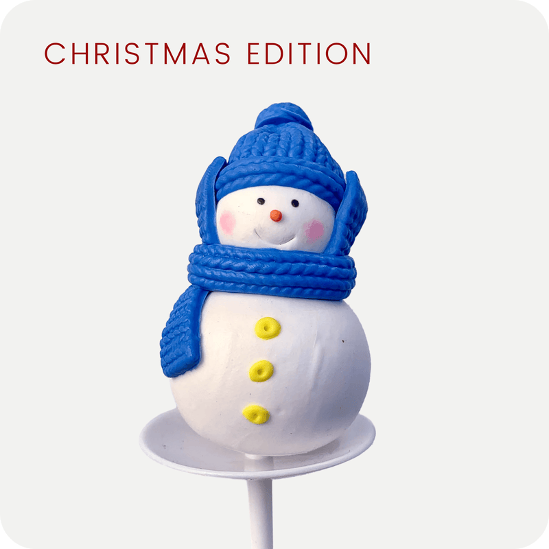 Christmas Pastel Blue Snowman Cake Topper 1.6”x 3.9” - Pouches & More