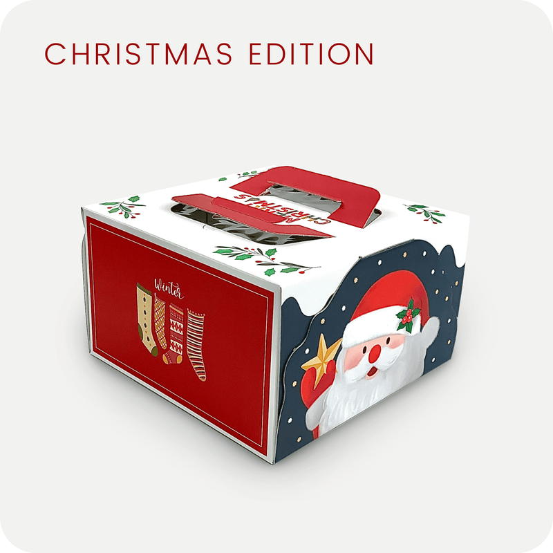 Christmas Hidden Standing Santa Clause Cake Box 8.3”x 8.3”x 4.9” - Pouches & More