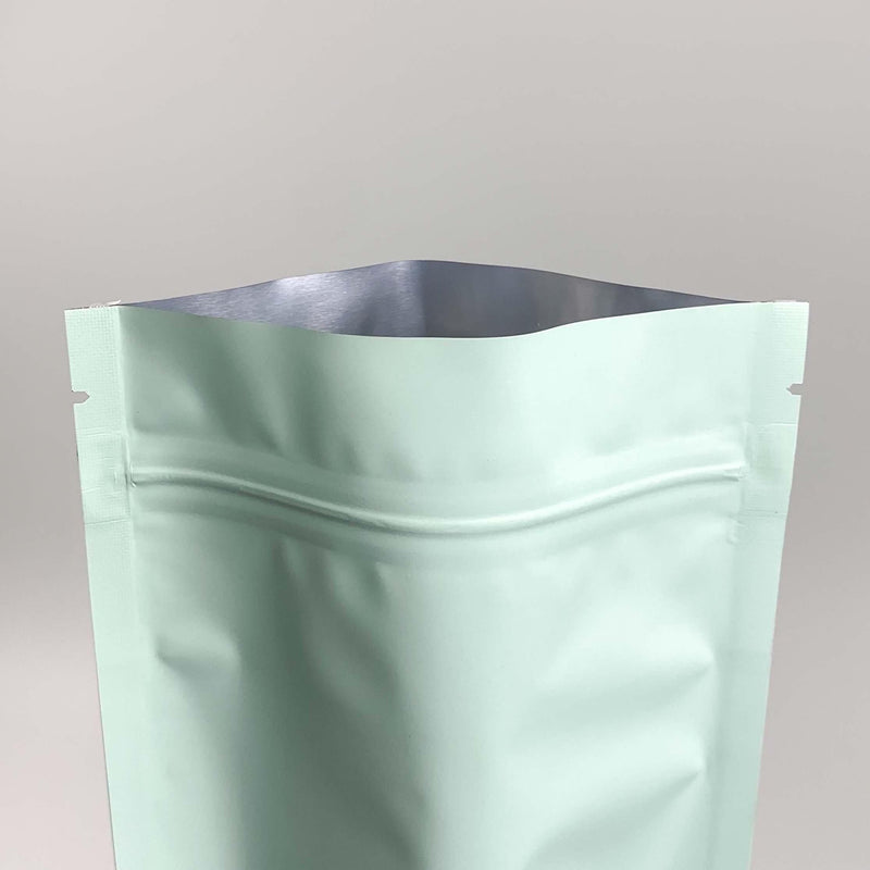 [ FREE SAMPLE ] Matte Pastel Green Mylar Smell Proof Zipper Stand Up Pouch - Pouches & More