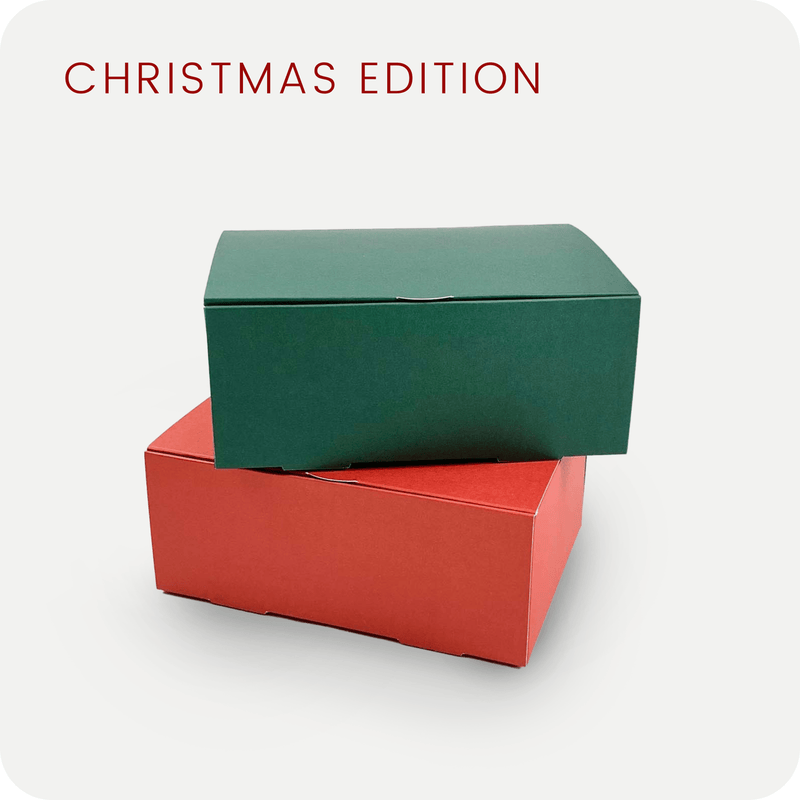 Christmas Green & Red Two-Sided Bakery Box 8.3”x 5.9”x 3.3” - Pouches & More