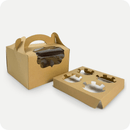 Natural Kraft 4 Holders Curved Window Cupcake Box with Handle 6.9”x 6.9”x 4.3” - Pouches & More