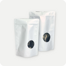 [ SAMPLE ] Matte White Window Mylar Smell Proof Zipper Stand Up Pouch