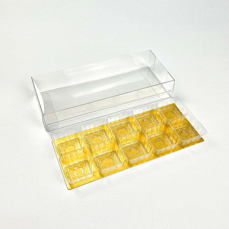 Clear Chocolate Box Packaging with 10 holders 7.9"x 3.1"x 1.4"