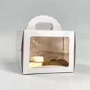 White Mini Cake Box Set with Window & Handle 5.5" x 5.5" x 4.3" - Pouches & More