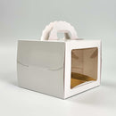 White Mini Cake Box Set with Window & Handle 5.5" x 5.5" x 4.3" - Pouches & More