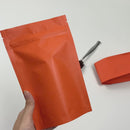 [ SAMPLE ] Matte Orange Mylar Smell Proof Zipper Stand Up Pouch