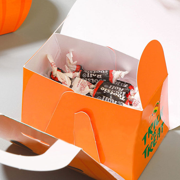 Halloween Party Pumpkin - Cookie Box with Handle - 3.7" x 2.4" x 4.1"