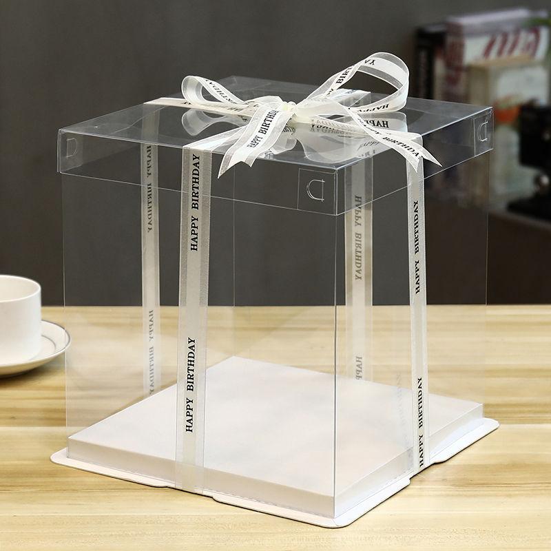 Premium Clear Tall Cake Box with Clear Lid and White Board