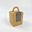 Natural Kraft 1 Holder Curved Window Cupcake Box with Handle 3.7" x 3.7" + 4"