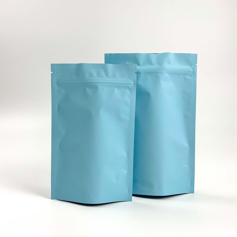 [ FREE SAMPLE ] Matte Pastel Blue Mylar Smell Proof Zipper Stand Up Pouch - Pouches & More
