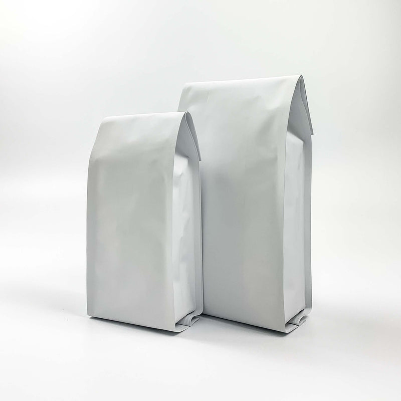 [ FREE SAMPLE ] Matte White One Way Valve Side Gusset Coffee Pouch - Pouches & More