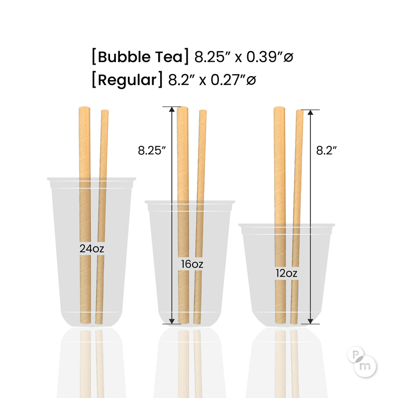 Biodegradable Paper Straws - Regular 8.2" x 0.27" - Pouches & More