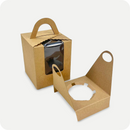 Natural Kraft 1 Holder Curved Window Cupcake Box with Handle 3.7" x 3.7" + 4"