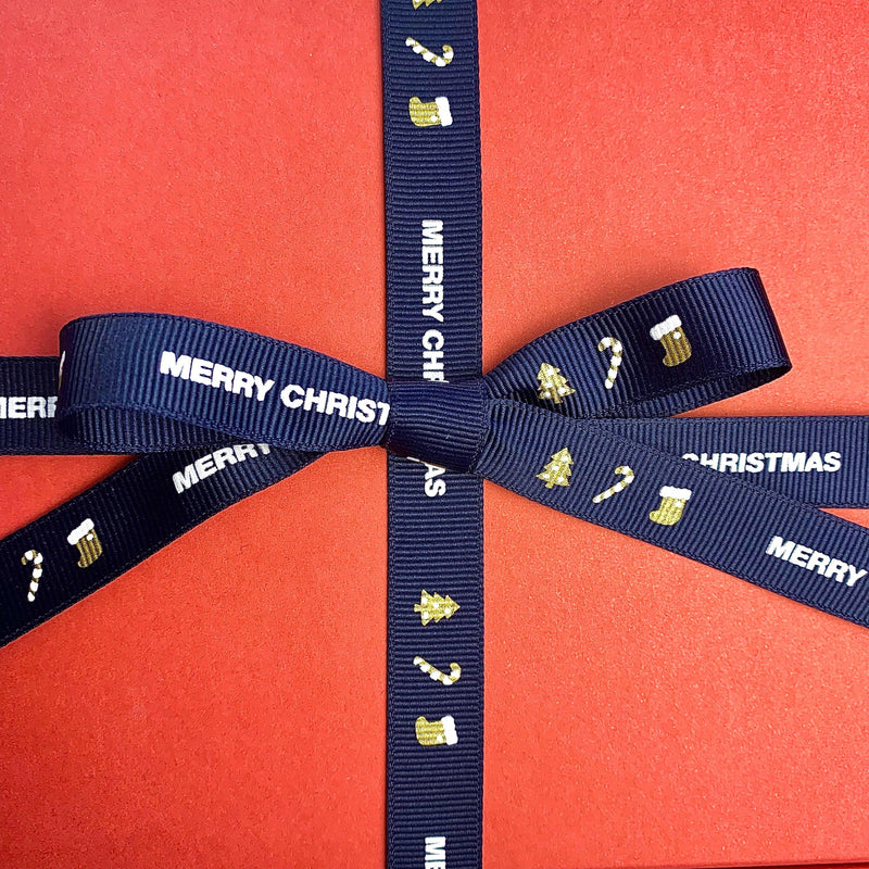 Christmas Decorative Grosgrain Craft Ribbon (NAVY BLUE) 0.6”x 15 yard - Pouches & More